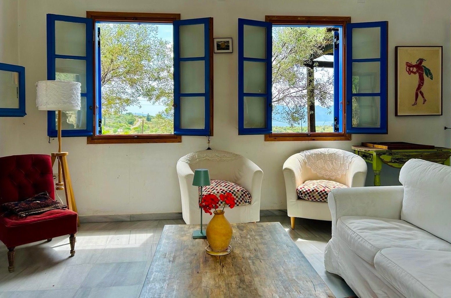 Living room Living area with windows